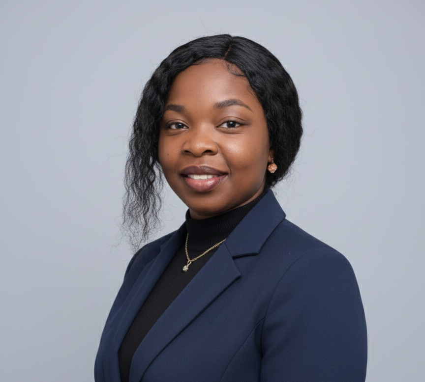 joan amanwi blue suit